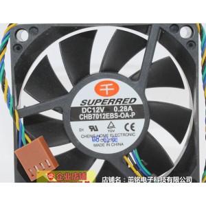 SUPERRED CHB7012EBS-0A-P 12V 0.28A 4 wires Cooling Fan