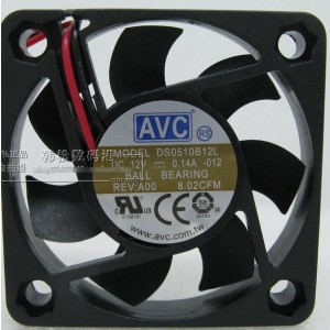 AVC DS0510B12L 12V 0.14A 2 Wires Cooling Fan 