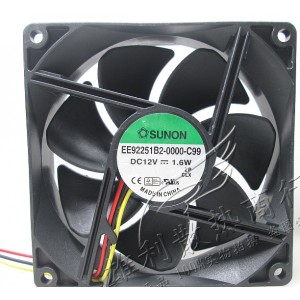 SUNON EE92251B2-0000-C99 12V 1.6W 3 Wires Cooling Fan 