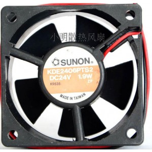 SUNON KDE2406PTS2 24V 1.9W 2 Wires Cooling Fan 