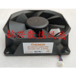 SUNON MF75251V1-Q020-G99 12V 3.60W 3wires Cooling Fan 