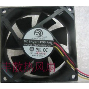 POWER LOGIC PLA08025B12M 12V 0.14A 3 wires Cooling Fan