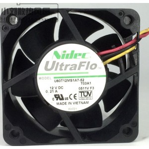 Nidec U60T12MS1A7-52 12V 0.21A 3 Wires Cooling Fan 