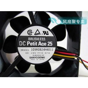 Sanyo 109R0824H4011 24V 0.07A 2wires 3wires Cooling Fan