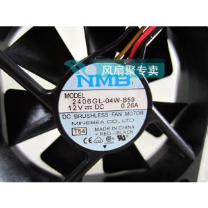 NMB 2406GL-04W-B59 12V 0.26A 3wires Cooling Fan