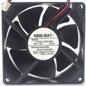 NMB 3110RL-05W-B60 24V 0.21A 2wires cooling fan