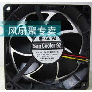 Sanyo 9A0948S4E03 48V 0.08A 3wires Cooling Fan