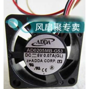 ADDA AD0205MB-G53 5V 0.07A 0.35W 3wires Cooling Fan