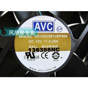 AVC DS12025B12EP004 12V 0.20A 4wires cooling fan