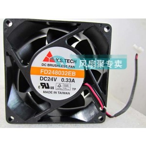 Y.S.TECH FD248032EB 24V 0.33A 2wires Cooling Fan