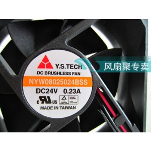 Y.S.TECH NYW08025024BSS 24V 0.23A 5.52W 2wires Cooling Fan