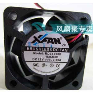 XFAN RDL4020B-R36AH01 12V 0.06A 3wires Cooling Fan