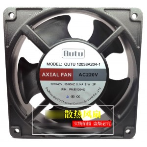 QUTU 12038A204-1 220/240V 0.14A 21W 2wires Cooling Fan