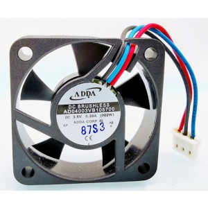 ADDA AD04003VB105700 3.6V 0.28A 3wires Cooling Fan