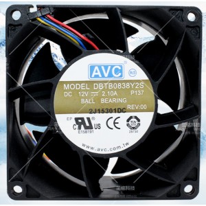 AVC DBTB0838Y2S 12V 2.10A 4wires Cooling Fan 