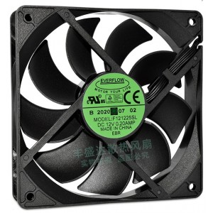 EVERFLOW F121225SL 12V 0.20A 4wires Cooling Fan