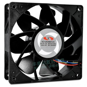 K KZ12038B012X 12V 2.8A 4wires Cooling Fan