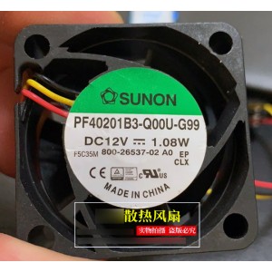 SUNON PF40201B3-Q00U-G99 12V 1.08W 3wires Cooling Fan