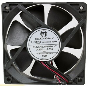 PELKO Motors R1225M12BPLB1W R1225M12BPLB1w-7 12V 0.33A 2wires Cooling Fan