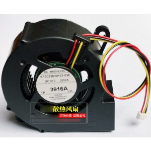 TOSHIBA SF6023BRH12-03E 12V 200mA 3 wires Cooling Fan