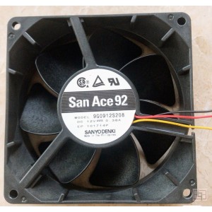Sanyo 9G0912S208 12V 0.38A 3wires Cooling Fan 