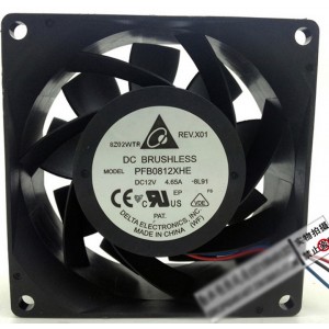 DELTA PFB0812XHE 12V 4.65A 3wires Cooling Fan