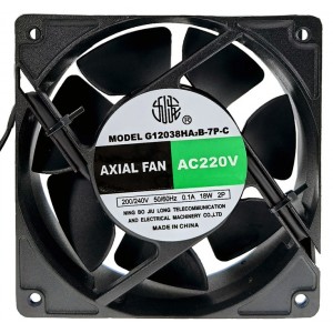 JIULONG G12038HA2B-7P-C 200-240V 0.1A 18W 2wires Cooling Fan