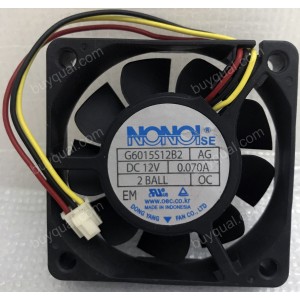 NONOI G6015S12B2 12V 0.07A 3wires Cooling Fan 