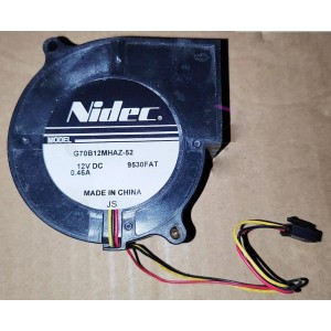 NIDEC G70B12MHAZ-52 12V 0.46A 3wires Cooling Fan
