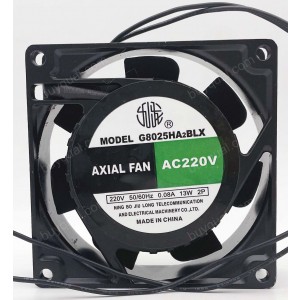 JIULONG G8025HA2BLX 220V 0.08A 13W 2wires Cooling Fan 