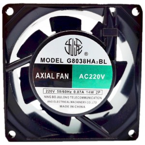 Jiu Long G8038HA2BL 220V 0.07A 14W 2wires Cooling Fan