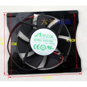APISTEK GA51S2L-NNTA 12V 0.13A 2wires Cooling Fan