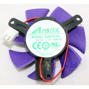 APISTEK GA51S2M-NNTE 12V 0.15A 2wires Cooling Fan