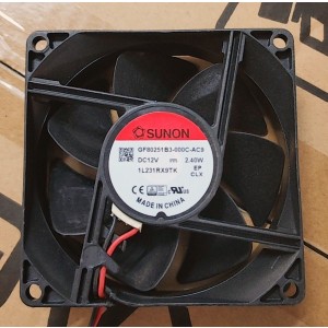 SUNON GF80251B3-000C-AC9 12V 2.40W 2wires Cooling Fan