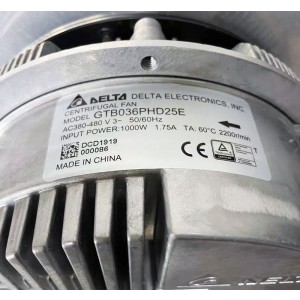 Delta GTB036PHD25E 380-480V 1.75A 1000W Cooling Fan - Original New