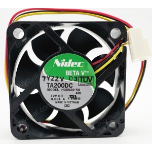 Nidec TA200DC H35520-58 12V 0.024A 3wires Cooling Fan