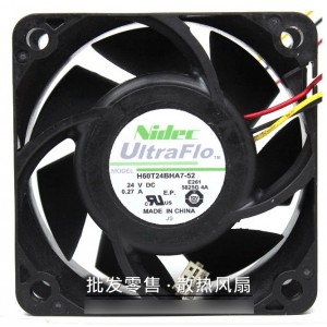 Nidec H60T24BHA7-52 24V 0.27A 3wires Cooling Fan
