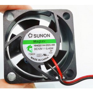 SUNON HA40201V4-Q02U-A99 12V 0.45W 2wires Cooling Fan