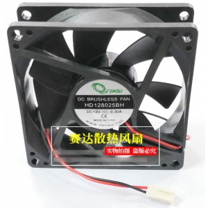 FENSU HD128025BH 12V 0.30A 2wires Cooling Fan
