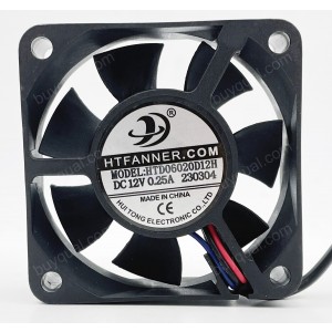HTFANNER.COM HTD06020D12H 12V 0.25A 3wires Cooling Fan 