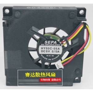 SEPA HY50C-05A 5V 0.13A 3wires Cooling Fan