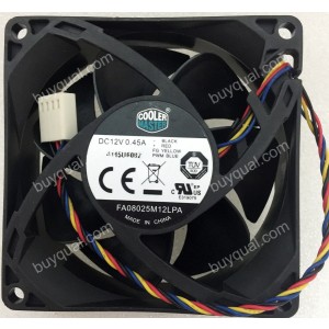 COOL MASTER FA08025M12LPA 12V 0.45A 4 wires Cooling Fan