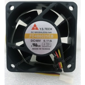 Y.S.TECH FD486025EB 48V 0.11A 2wires 3wires Cooling Fan