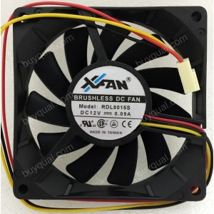 XFAN RDL8015S 12V 0.09A 3wires Cooling Fan