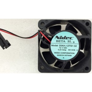 Nidec D06A-12TS1 02 12V 0.21A 2wires cooling fan