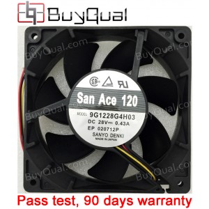 Sanyo 9G1228G4H03 28V 0.43A 3wires Cooling Fan