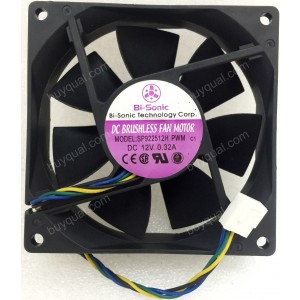 Bi-sonic SP922512H PWM 12V 0.32A 4wires cooling fan