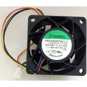SUNON PSD4806PMB1-A 48V 12.0W 4wires cooling fan - Used