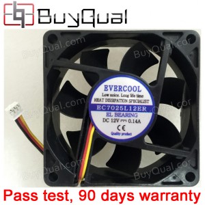 EVERCOOL EC7025L12ER 12V 0.14A 3wires cooling fan