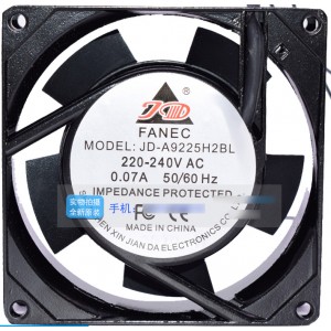 JD JD-A9225H2BL JD-A9225H2SL 220/240V 0.08A 2wires Cooling Fan 